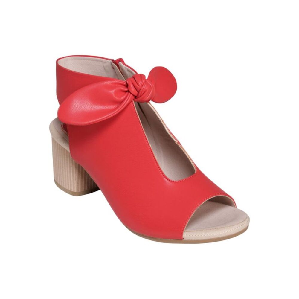 GOOD CHOICE Womens Red Cut Out Kimora Round Toe Block Heel Heeled Mules Shoes 9
